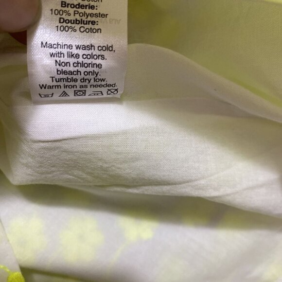 J. Crew Women's Floral Embroidered  100% Cotton‎ Top White Neon Yellow Size 00 - Picture 7 of 10